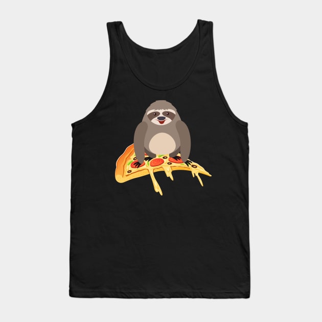 Cute & Funny Sloth Riding Pizza Adorable Animals Tank Top by theperfectpresents